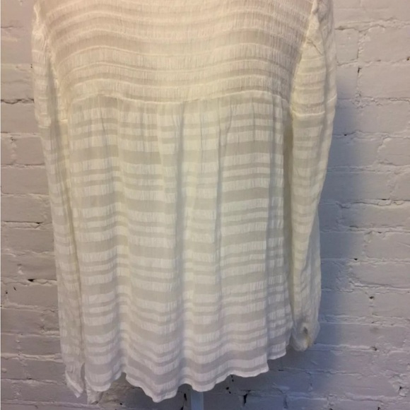 Frame sheer stripe long sleeve smock top ivory size small - Picture 6 of 7